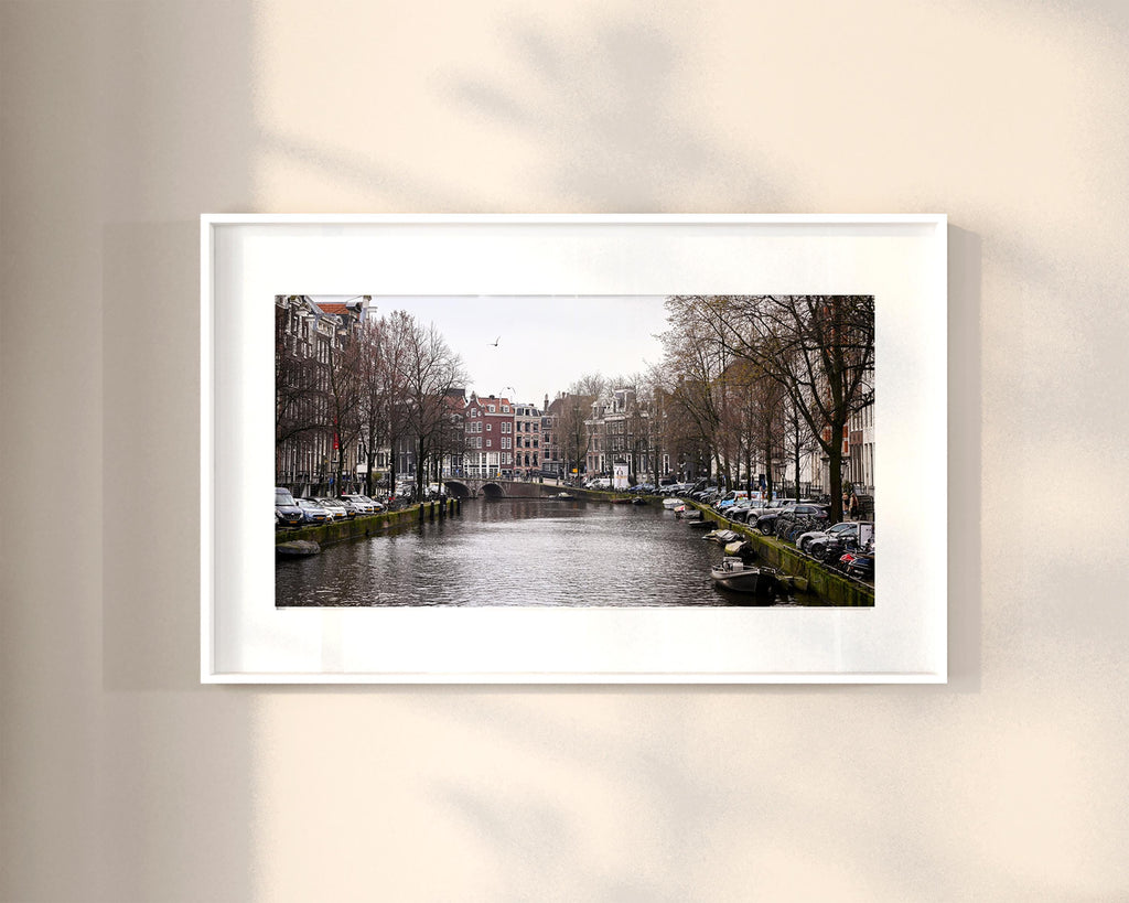 Canal Boats in Amsterdam Print