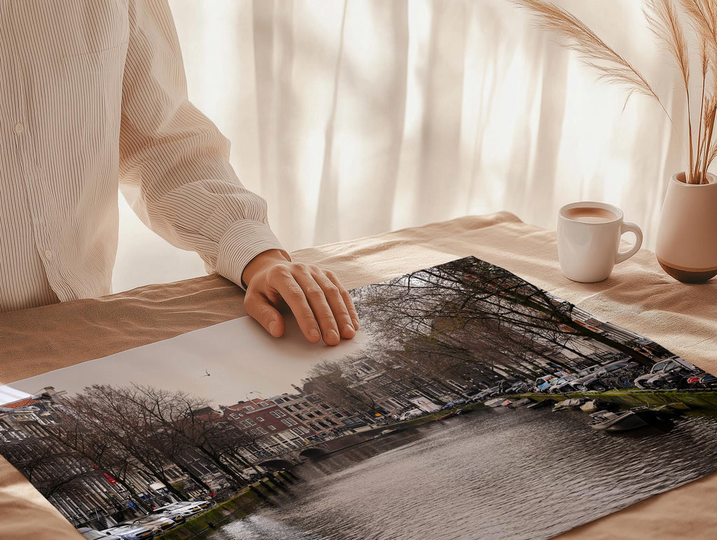 Canal Boats in Amsterdam Print