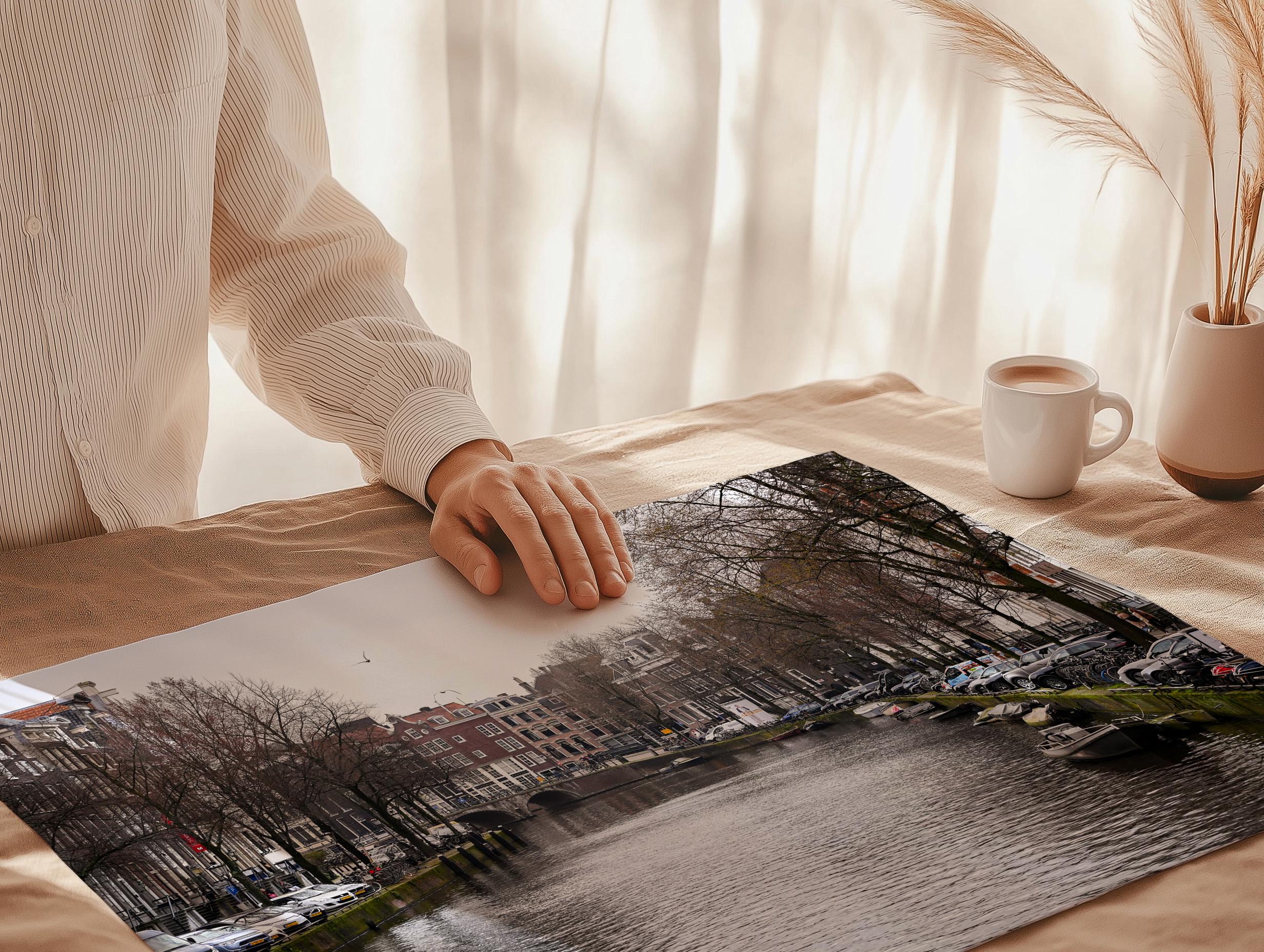 Canal Boats in Amsterdam Print