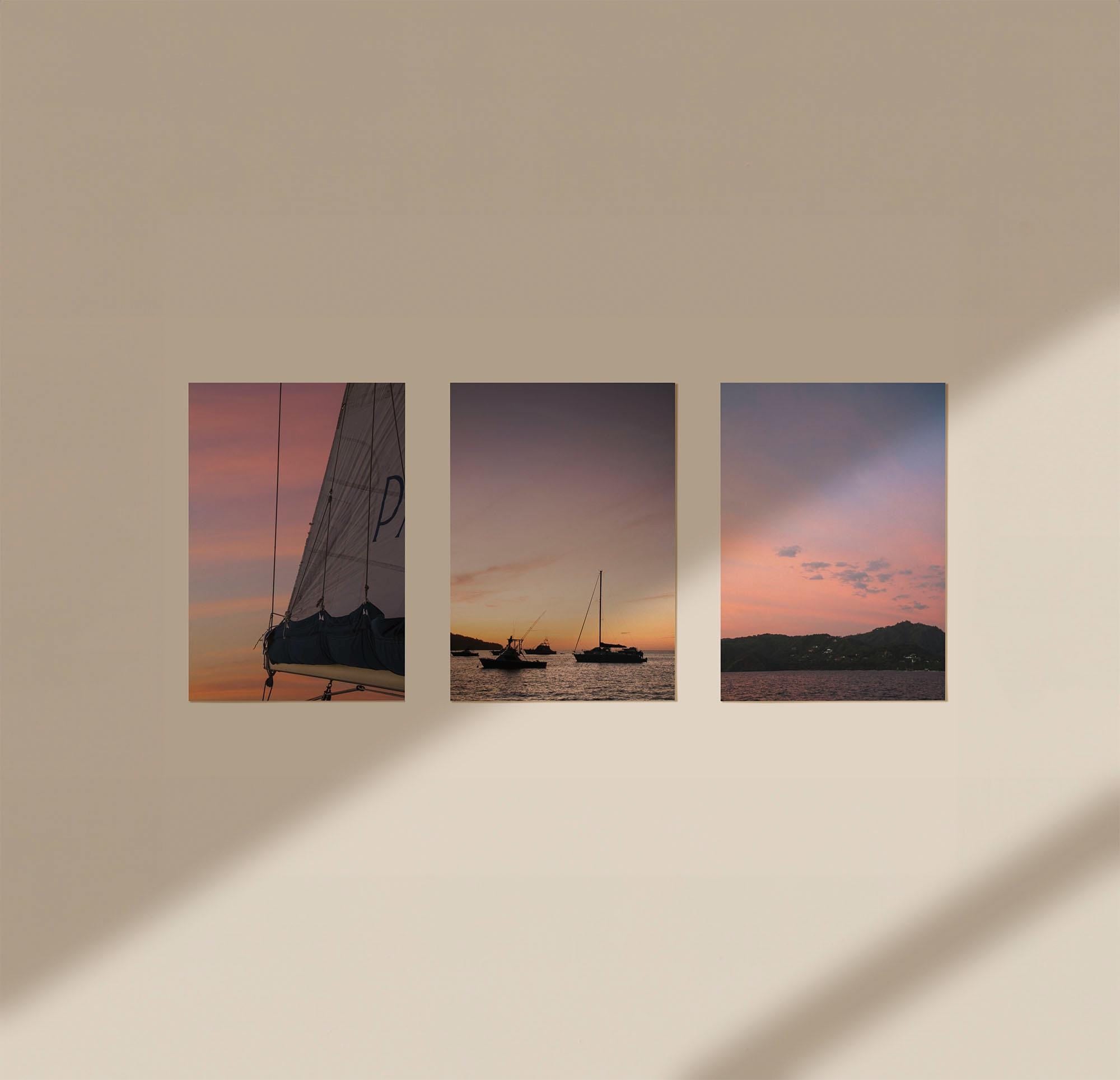 Set of 3 Travel Prints - Sunset at Sea in Costa Rica - Digital Download