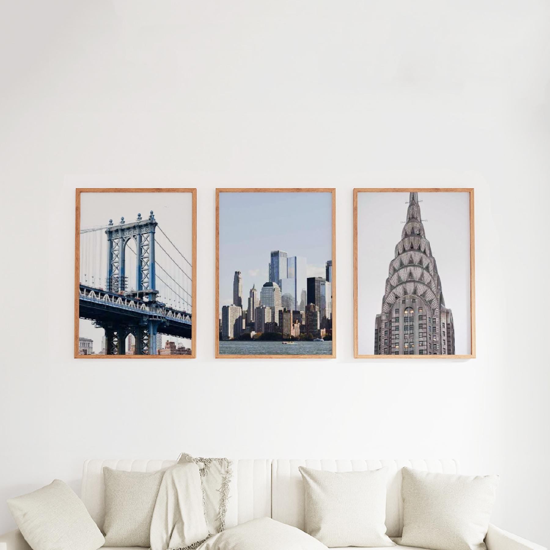 Set of 3 Travel Prints - New York Iconic Buildings and Bridge - Digital Download