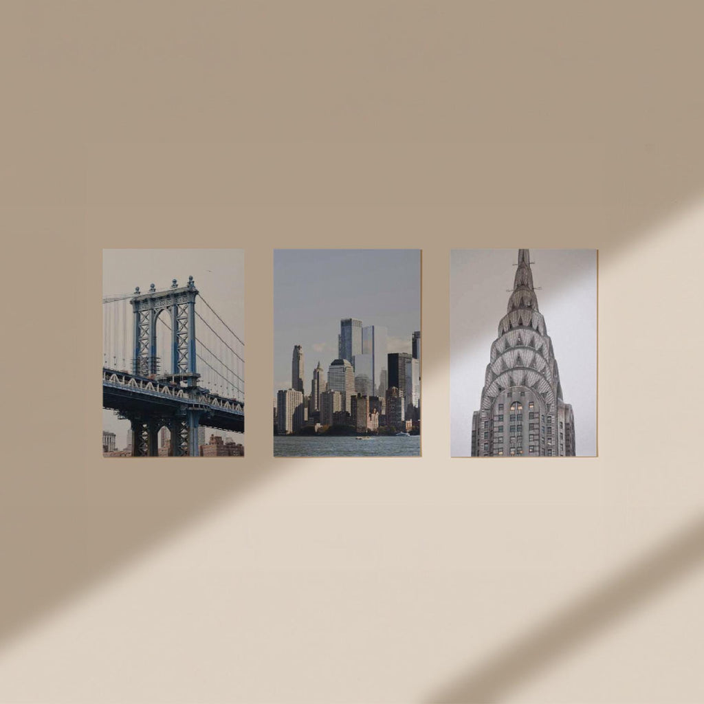 Set of 3 Travel Prints - New York Iconic Buildings and Bridge - Digital Download
