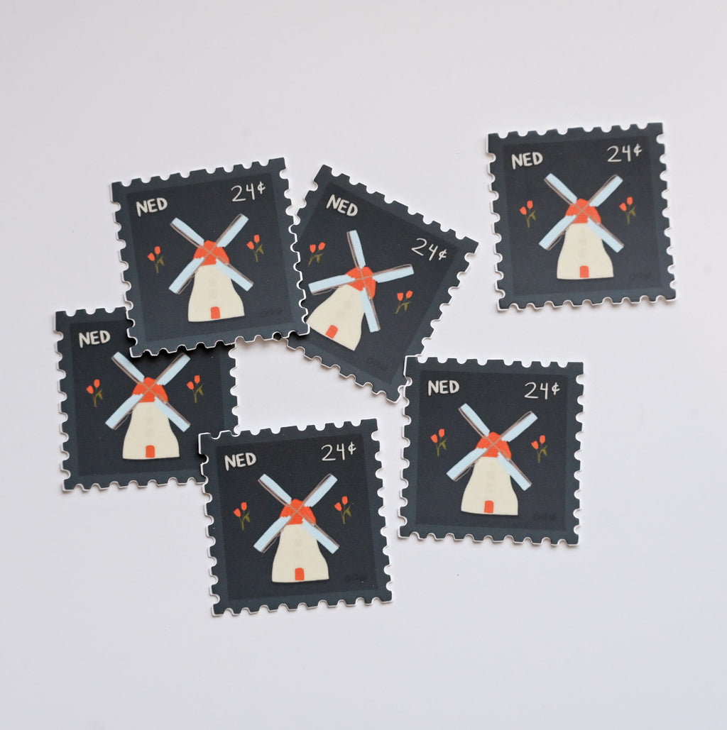 The Netherlands Postage Stamp Sticker - 2x2"