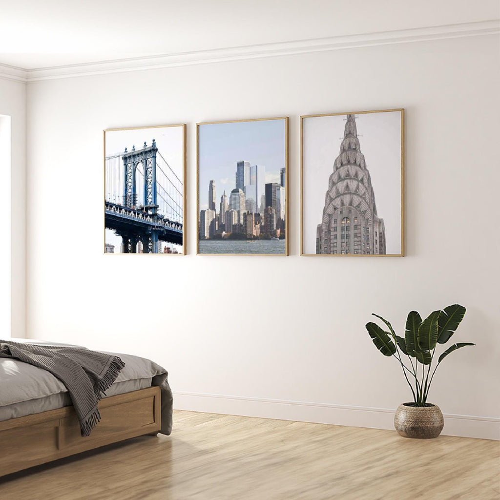 Set of 3 Travel Prints - New York Iconic Buildings and Bridge - Digital Download