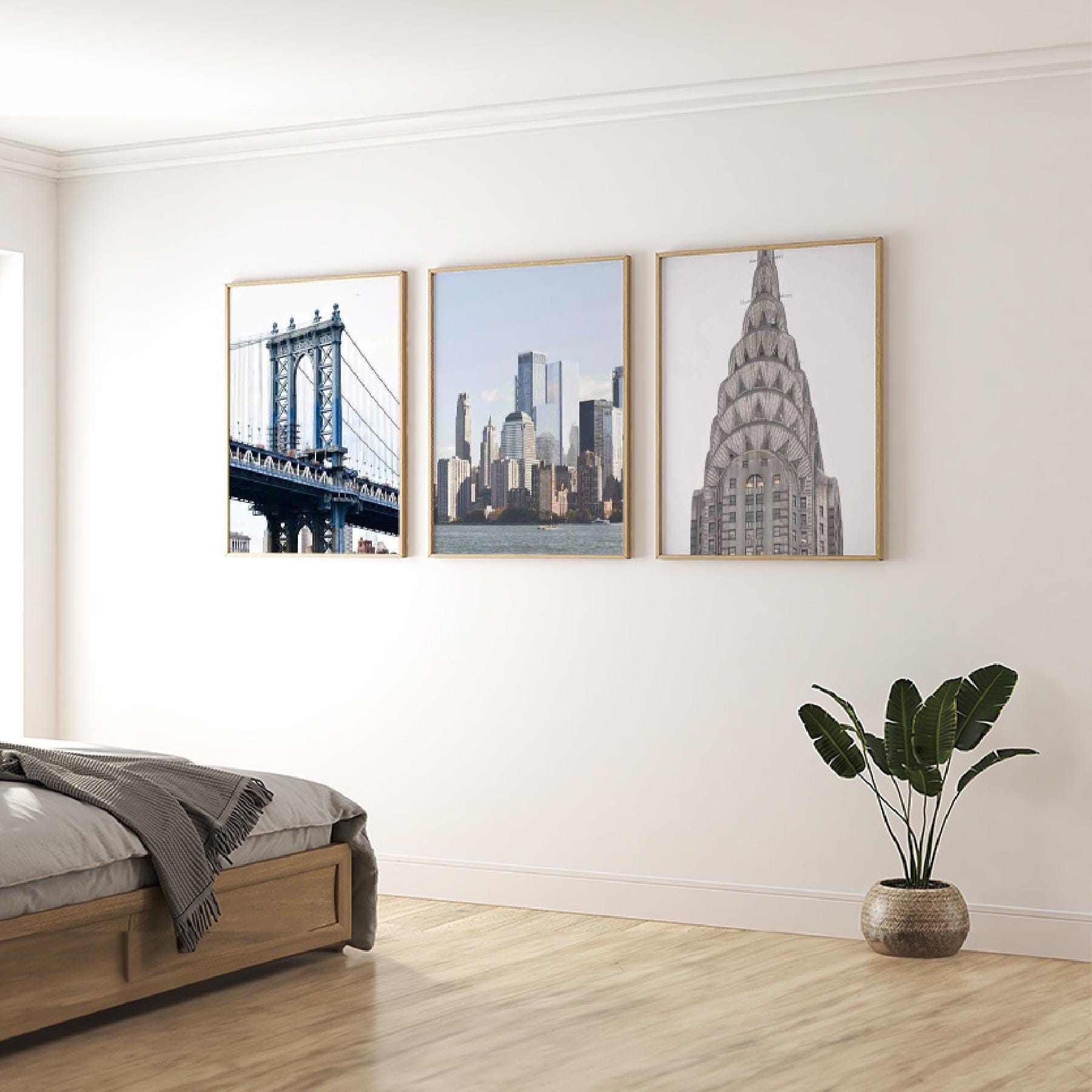 Set of 3 Travel Prints - New York Iconic Buildings and Bridge - Digital Download