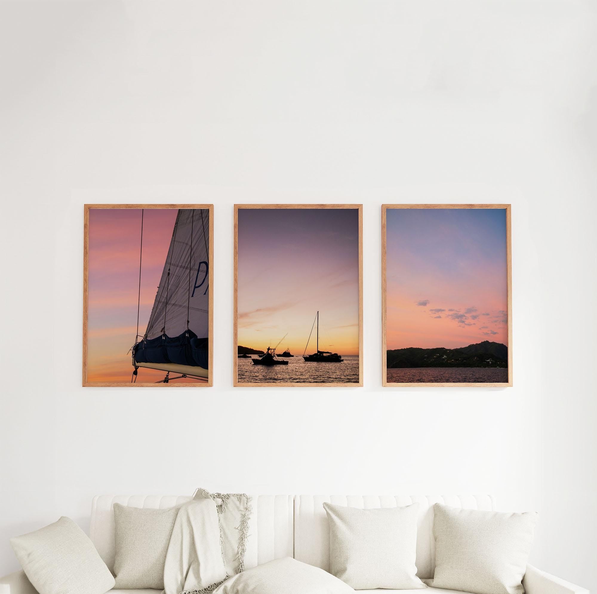 Set of 3 Travel Prints - Sunset at Sea in Costa Rica - Digital Download