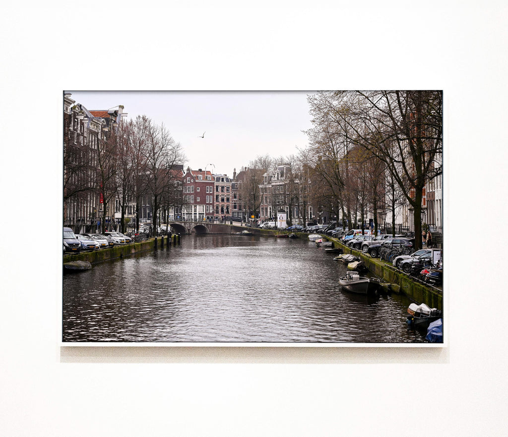 Canal Boats in Amsterdam Print