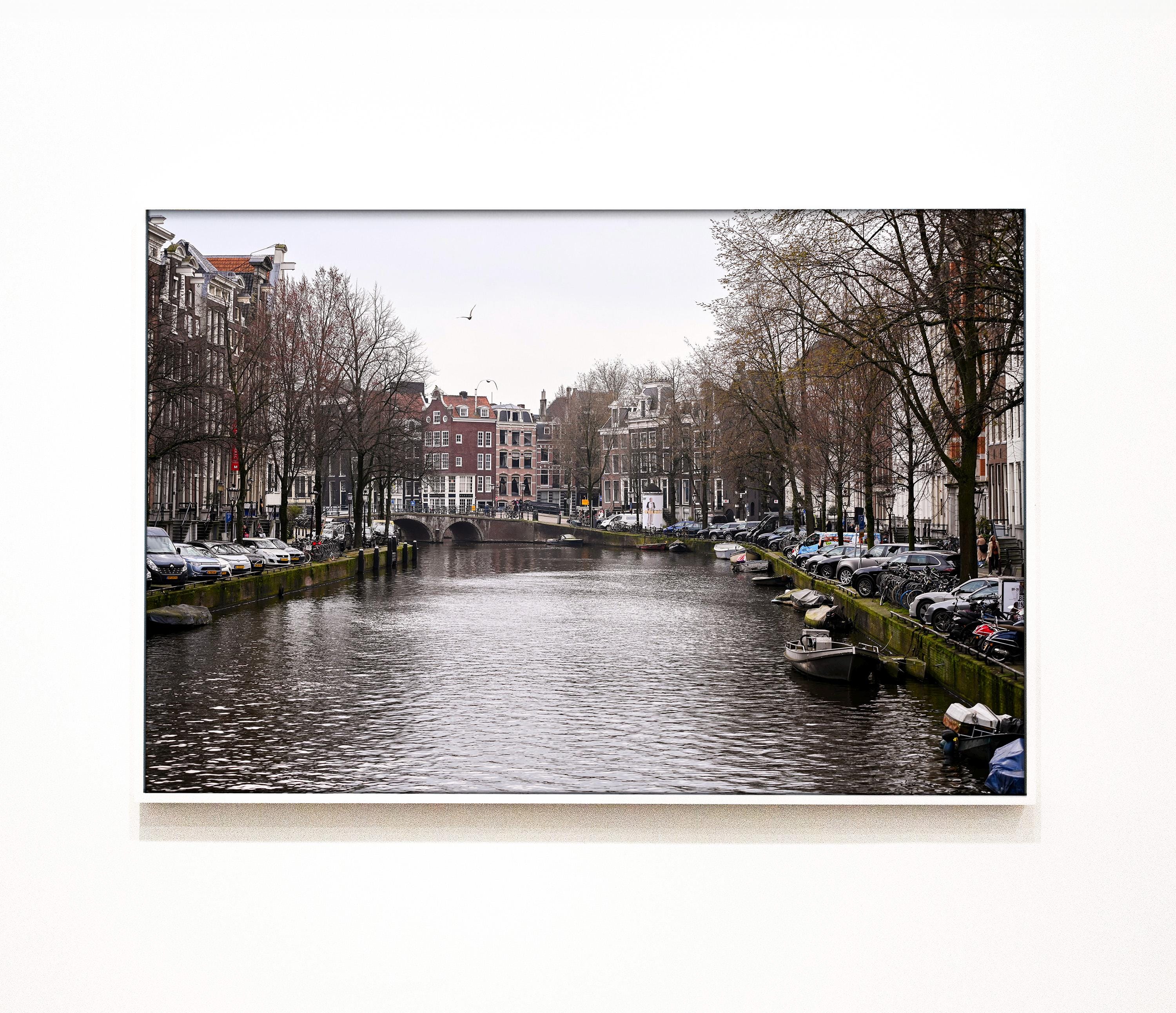 Canal Boats in Amsterdam Print