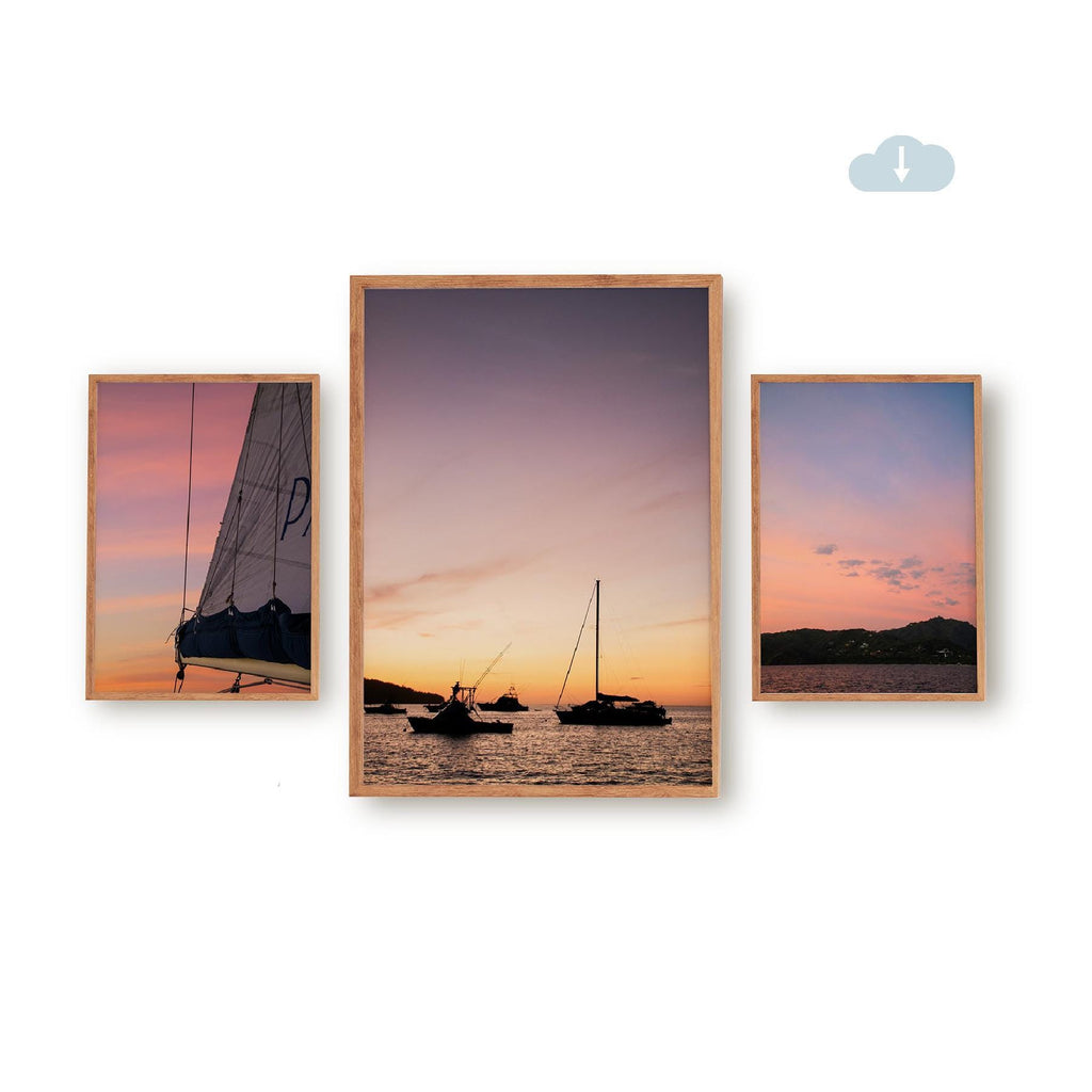 Set of 3 Travel Prints - Sunset at Sea in Costa Rica - Digital Download